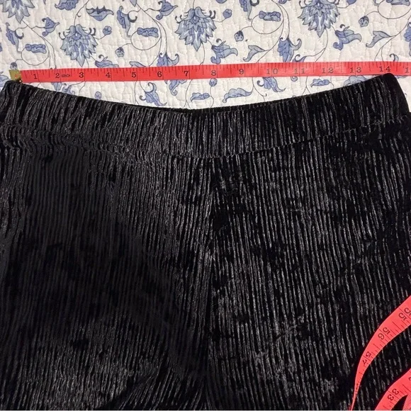 Banana Republic Medium Black crushed velvet ribbed wide leg trousers pants - Picture 6 of 8